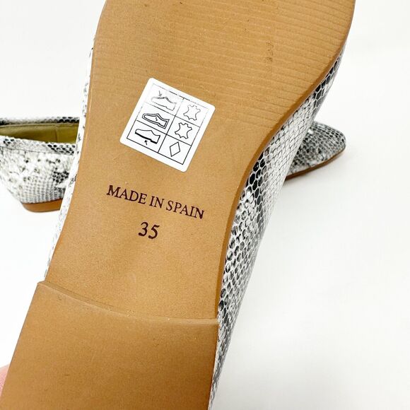 Blublonc Womens Snakeskin Print Leather Flats 35 Made In Spain Bow Detail US 5 - Picture 12 of 13